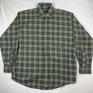 Burberry Green Plaid Lrg Long Sleeve Button Front